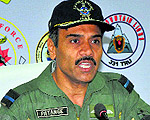 Air Commodore PE Patange, Air Officer Commanding, Air Force Station Jammu, addresses mediapersons in Jammu on Saturday