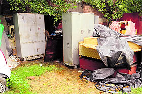 Confiscated dowry items lying uncovered at the Womens Police Station in Bathinda. 