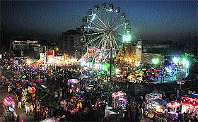 The illuminated view of the Baba Sodal mela that began in Jalandhar on Sunday. 