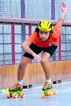 Vidushi Rawat takes part in the Inter-School Roller Skating Championship in Chandigarh.