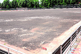 The hockey stadium at Panjab University where the AstroTurf is to be laid. 
