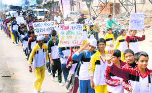It takes more than tokenism to preserve a language. The Punjabi Jagriti Manch taking out a march in Jalandhar for the mother tongue on the occasion of International Mother Tongue Day