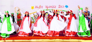 Students present a cultural item during the Teachers Day celebrations at BCM School, Dugri.