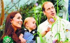 Good news: Kate Middleton, George and  Prince William	 PHOTO: AFP