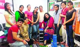 Students at a workshop on set designing in films held at the INIFD in Amritsar.