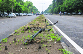 The spot from where a fancy streetlight was stolen in the Industrial Area, Phase I, Chandigarh