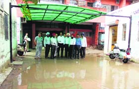 Water accumulates in front of the SDM office in Khanna