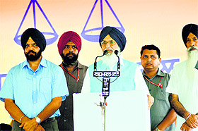 Chief Minister Parkash Singh Badal at Chhapar Mela in Ludhiana on Tuesday.