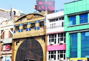 A view of the hotels near the bus stand in Amritsar.