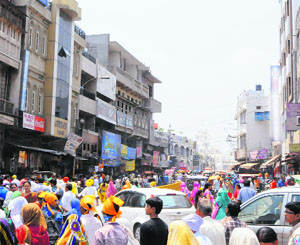 The commercial units that have mushroomed around the Golden Temple complex in Amritsar.