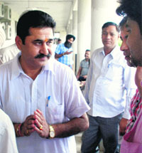 Doon MLA Ram Kumar Chaudhary on the court premises in Panchkula on Thursday.