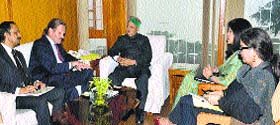 Onno Ruhl, Country Director, World Bank, along with members of its delegation, called on Chief Minister Virbhadra Singh in Shimla on Thursday