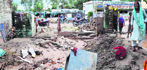 A flood-affected village in Phalian Mandal on the outskirts of Jammu.