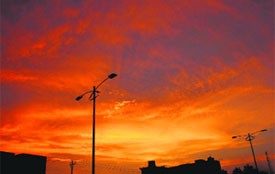 A view of the sunset in Bathinda on Friday.