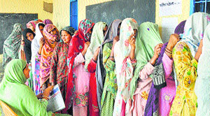 Meo women do not wear a burqa but support a hijab. There is no place for female education in the kind of Islam being preached in Mewat