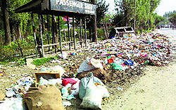 Heaps of garbage near the Sanatnagar chowk