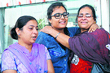 Rescued flood victims at Sri Guru Ramdass International Airport in Amritsar on Saturday