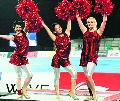 Foreign cheerleaders perform; empty chairs at the stadium; and organisers have a heated argument during the inaugural function of World Kabaddi League in Bathinda on Saturday. 