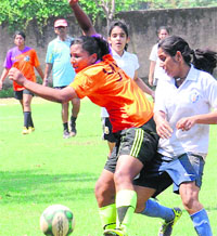 A match in progress at St Soldier's School in Sector 28, Chandigarh. Tribune Photo: Manoj Mahajan