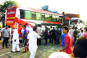 The mangled vehicles in Rampura on Saturday.