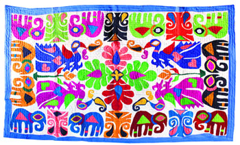 Bet Village, Dwarka. Size: 42 x 72 Crafted by: Bhopa Rabari Community. Description: Appliqu-on-appliqu