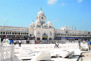 A view of the ongoing work at the Golden Temple entrance plaza in Amritsar.