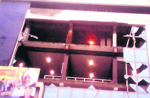 High speed winds broke the window panes of Suraj-Chanda-Tara film theatres in Amritsar on Sunday