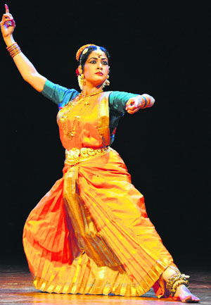 Danseuse Purvadhanashree performs during the 6th Chandigarh Arts and Heritage Festival at Tagore Theatre in Chandigarh on Sunday. 
