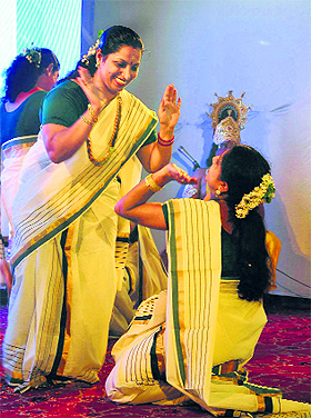 Women celebrate Onam in Ludhiana.