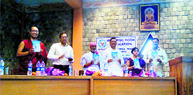 Dignitaries release a poetry book Jeevan ek Samanvay in Dehradun on Sunday.