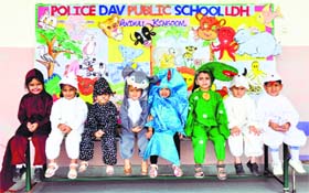 Tiny tots of Police DAV Public School, Police Lines, take part in an activity based on the theme of ‘Animal World’ on the school premises in Ludhiana.