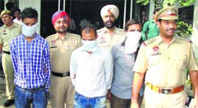 Accused in police custody in Ludhiana on Monday.