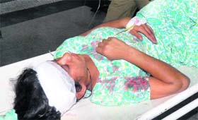 The injured girl at the General Hospital, Sector 6, Panchkula, on Tuesday.
