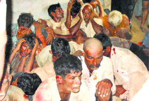 Villagers from Rajasthan who were thrashed by villagers of Goyla Kalan village.