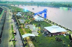 In the spotlight: The Sabarmati river front park decorated for PM Narendra Modi and Chinese President Xi Jingpings meeting scheduled on Wednesday in Ahmedabad