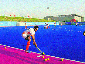 The Indian mens hockey team during a training session in Incheon on Tuesday.