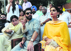 Actors Kirron Kher, Fawad Khan and Soman Kapoor visit Amritsar and Wagah to promote their upcoming film, Khoobsoorat, on Wednesday