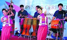 Artistes from Thailand present a dance item during the inauguration of the five-day Thailand Trade Show-2014 at the Himachal Bhawan in Sector 28, Chandigarh, on Wednesday.