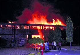 Goods worth lakhs were destroyed as a major fire broke out at Mohan Fibre Products Ltd on the Dera Bassi-Mubarakpur road late on Wednesday evening. Fire tenders from neighbouring areas were pressed into service to control the blaze. No loss of life was reported.