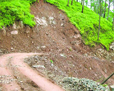 A stretch of an ambulance road leading to Hudang panchayat near Sanawar. 