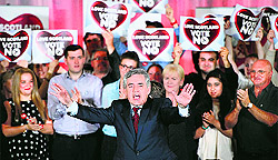 Former British Prime Minister Gordon Brown hosts a rally ahead of the referendum on Scotlands independence