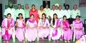 Students and teachers participate in the installation ceremony of the Rotaract Club at DD Jain College of Education in Ludhiana on Wednesday.