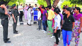 Hum honge qamyab: Students of Government Rajindra College participate in an NCC enrolment drive held on the college campus in Bathinda on Thursday.