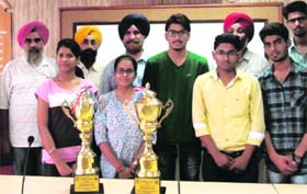 The team of Giani Zail Singh Punjab Technical University, Bathinda campus, after winning a silver medal in the PTU Inter-College Chess Tournament at CGC Landran, Mohali.