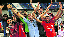 Fans enjoy a match between Kings XI Punjab and Hobart Hurricanes at the PCA Stadium in Mohali on Thursday