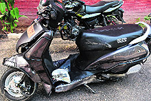 The scooter that was hit by a vehicle at the railway light point