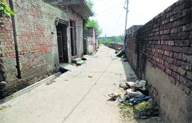 A deserted street in Tigra village on Thursday