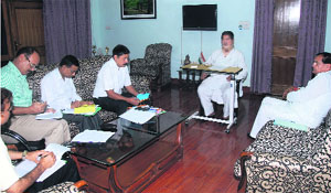 Chief Minister Harish Rawat presides over a meeting to review irrigation and flood control works in Dehradun on Thursday.