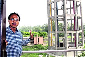 BDAs Chief Administrator and Chairman of Improvement Trust, Varinder Sharma at the site of the flats in Bathinda on Friday.