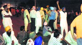 Villagers block the Ludhiana-Chandigarh road near Khamano.